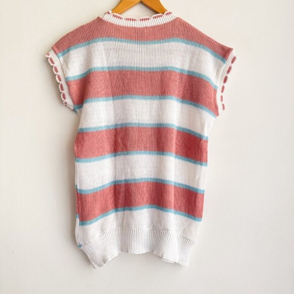 Vintage Striped Knit Short sleeve Top Made in England S - Picture 7 of 8